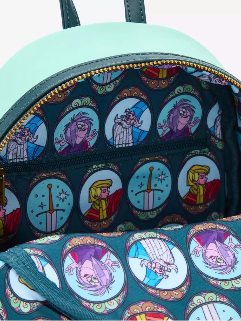 Loungefly Disney The Sword in the Stone Stained Glass Portrait Mini Backpack NWT - Picture 4 of 4